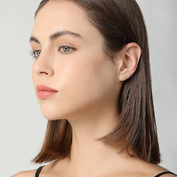 8 Pairs Gold Plated 14K Tiny Flat Back Earrings - Hypoallergenic Studs 2-4mm - Picture 7 of 7